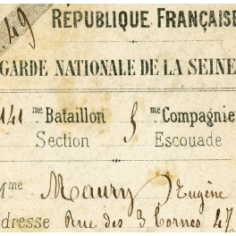 CARTE GARDE NATIONAL , PARIS 1870 - 71