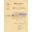 DIPLOME MEDAILLE COLONIALE TUNISIE 1942 - 43